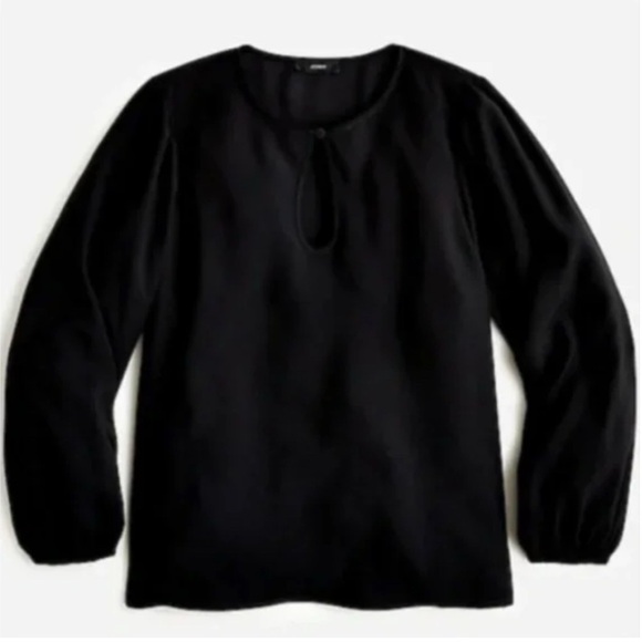 JCrew Puff-sleeve satin-back crepe top - Picture 1 of 5